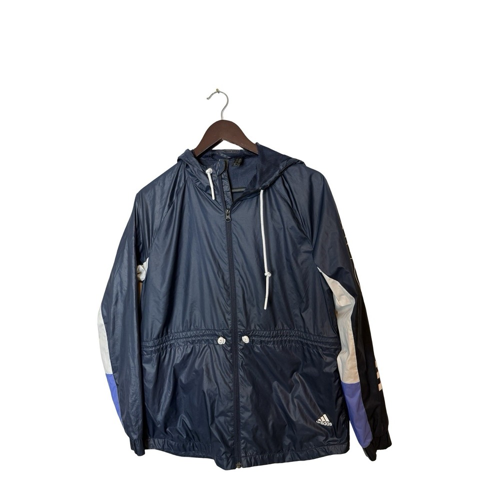 Womens Adidas Navy/White Toggle Waist Zip Up Jacket Size Small